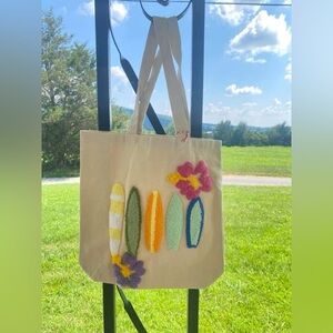 Handmade Tufted Surfboard Tote Bag